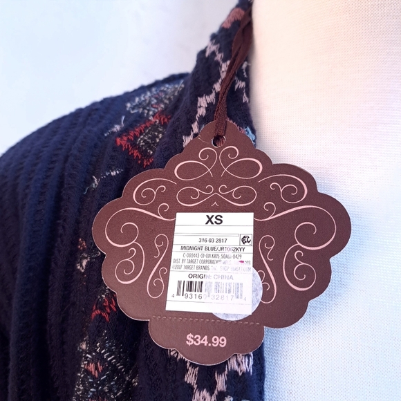 Knox rose | Navy blue boho embroidered long sleeved cardigan - Picture 14 of 15